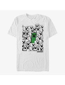 Pánské tričko Merch Minecraft - Colorless Creeper Pile Unisex T-Shirt White