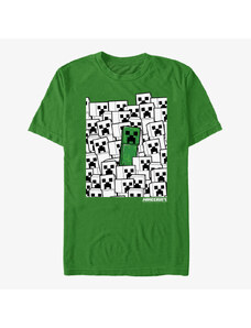 Pánské tričko Merch Minecraft - Colorless Creeper Pile Unisex T-Shirt Kelly Green