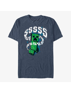 Pánské tričko Merch Minecraft - CREEPER SSSSS Unisex T-Shirt Vintage Heather Navy