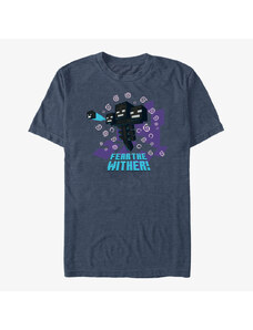 Pánské tričko Merch Minecraft - FEAR THE WITHER Unisex T-Shirt Vintage Heather Navy