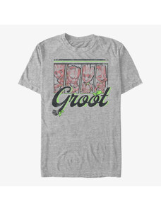 Pánské tričko Merch Marvel Guardians Of The Galaxy Classic - FOUR PANEL GROOT Men's T-Shirt Heather Grey