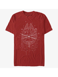 Pánské tričko Merch Star Wars: Classic - Falcon Christmas Line Art Men's T-Shirt Red