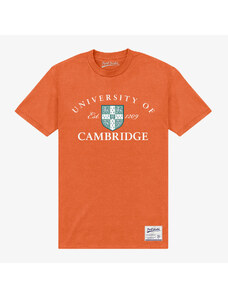 Pánské tričko Merch Park Agencies - University Of Cambridge Est 1209 Unisex T-Shirt Orange