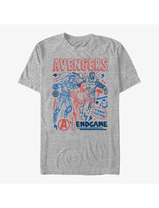Pánské tričko Merch Marvel Avengers: Endgame - Earths Mightiest Doodles Unisex T-Shirt Heather Grey