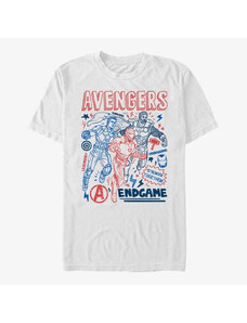 Pánské tričko Merch Marvel Avengers: Endgame - Earths Mightiest Doodles Unisex T-Shirt White