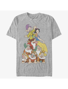 Pánské tričko Merch Disney Snow White - Squad Dwarf Stack Unisex T-Shirt Heather Grey