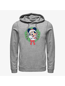 Pánská mikina Merch Disney Mickey & Friends - MICKEY CHRISTMAS WREATH Unisex Hoodie Heather Grey