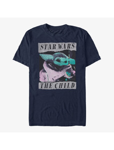 Pánské tričko Merch Star Wars: The Mandalorian - Grungy Photo Unisex T-Shirt Navy Blue