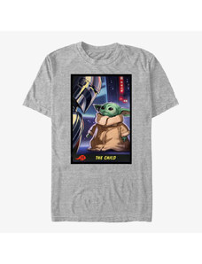 Pánské tričko Merch Star Wars: The Mandalorian - Little Trading Card Unisex T-Shirt Heather Grey