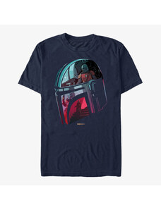 Pánské tričko Merch Star Wars: The Mandalorian - Helmet Explanation Unisex T-Shirt Navy Blue