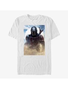 Pánské tričko Merch Star Wars: The Mandalorian - Mandalorian Warrior Poster Unisex T-Shirt White