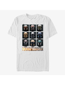 Pánské tričko Merch Star Wars: The Mandalorian - Mando Helmet Boxup Unisex T-Shirt White