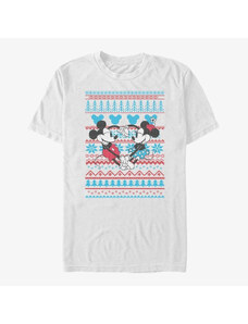 Pánské tričko Merch Disney Mickey Classic - Mickey & Minnie Sweater Unisex T-Shirt White