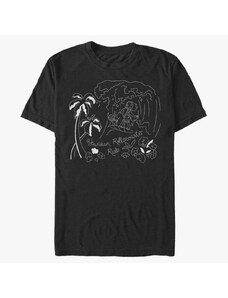 Pánské tričko Merch Disney Lilo & Stitch - Stitch Surf Line Art Unisex T-Shirt Black