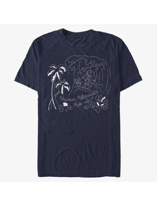 Pánské tričko Merch Disney Lilo & Stitch - Stitch Surf Line Art Unisex T-Shirt Navy Blue