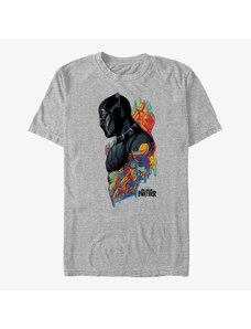 Pánské tričko Merch Marvel Black Panther: Movie - Colorful Panther Unisex T-Shirt Heather Grey
