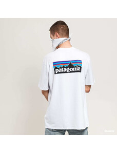 Pánské tričko Patagonia M's P6 Logo Responsibili Tee White