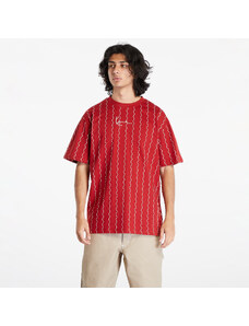 Pánské tričko Karl Kani Small Signature Ziczac Pinstripe Tee Dark Red/ Off White