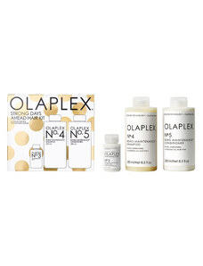 Olaplex Strong Days Ahead Hair Kit obnovující šampon pro všechny typy vlasů 250 ml + posilující kondicionér pro hydrataci a lesk 250 ml + ošetřující péče pro poškozené a křehké vlasy 50 ml kosmetická