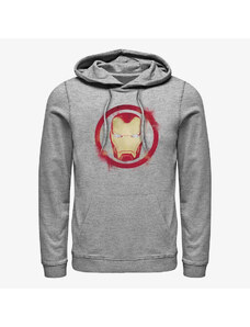 Pánská mikina Merch Marvel Avengers: Endgame - Iron Man Spray Logo Unisex Hoodie Heather Grey