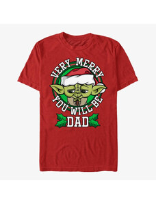Pánské tričko Merch Star Wars: Classic - Merry Yoda Dad Unisex T-Shirt Red