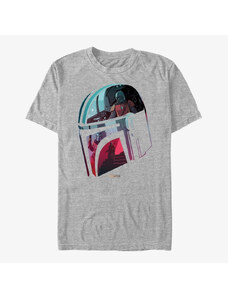 Pánské tričko Merch Star Wars: The Mandalorian - Helmet Explanation Unisex T-Shirt Heather Grey