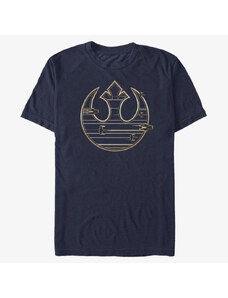 Pánské tričko Merch Star Wars: Last Jedi - GOLD REBEL LOGO Unisex T-Shirt Navy Blue