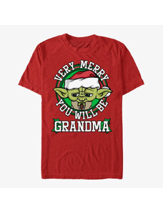 Pánské tričko Merch Star Wars: Classic - Merry Yoda Grandma Unisex T-Shirt Red