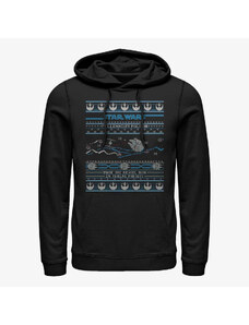 Pánská mikina Merch Star Wars: Classic - Falcon Attack Ugly Sweater Unisex Hoodie Black