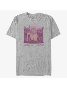 Pánské tričko Merch Star Wars: Classic - Ewok My World Unisex T-Shirt Heather Grey