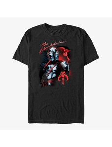 Pánské tričko Merch Star Wars: The Mandalorian - Mando Retro Glow Unisex T-Shirt Black