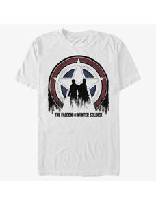 Pánské tričko Merch Marvel The Falcon and the Winter Soldier - Silhouette Shield Unisex T-Shirt White