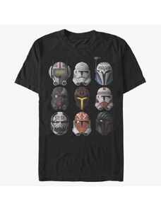 Pánské tričko Merch Star Wars: Clone Wars - Clone Helmets Unisex T-Shirt Black
