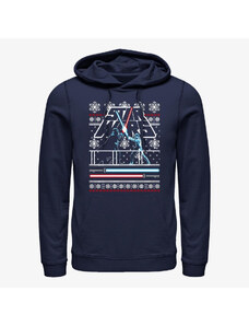 Pánská mikina Merch Star Wars: Classic - Holiday Face Off Ugly Sweater Unisex Hoodie Navy Blue