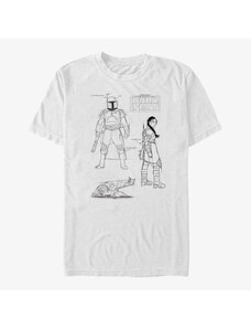 Pánské tričko Merch Star Wars The Book Of Boba Fett - Fett Sketches Unisex T-Shirt White