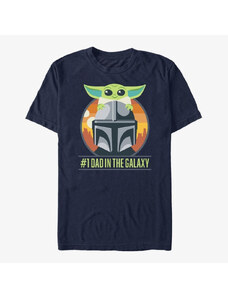 Pánské tričko Merch Star Wars: The Mandalorian - Mando Piggy Back Unisex T-Shirt Navy Blue