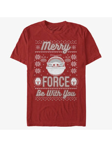 Pánské tričko Merch Star Wars: Mandalorian - Merry Force Child Unisex T-Shirt Red