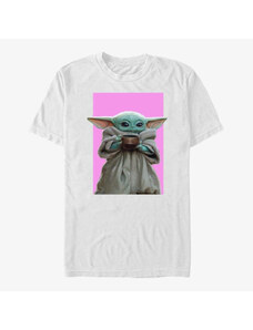 Pánské tričko Merch Star Wars: The Mandalorian - PINK CHILD Unisex T-Shirt White