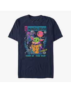 Pánské tričko Merch Star Wars: The Mandalorian - Neon Poster Unisex T-Shirt Navy Blue