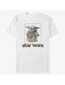 Pánské tričko Merch Star Wars: The Mandalorian - The Child Retro No Stripes Unisex T-Shirt White