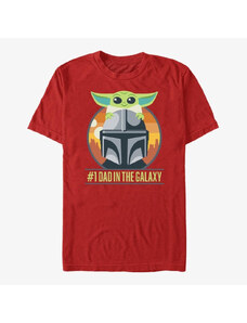 Pánské tričko Merch Star Wars: The Mandalorian - Mando Piggy Back Unisex T-Shirt Red