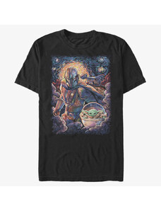 Pánské tričko Merch Star Wars: Mandalorian - Mando Child Razor Painty Stars Unisex T-Shirt Black