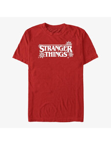 Pánské tričko Merch Netflix Stranger Things - Stranger Snowflakes Logo Unisex T-Shirt Red