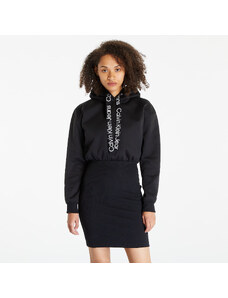 Šaty Calvin Klein Jeans Logo Tape Hooded Sweatshirt Dress Black