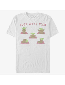 Pánské tričko Merch Star Wars: Classic - Yoga With Yoda Unisex T-Shirt White