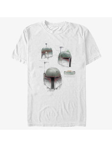 Pánské tričko Merch Star Wars Book of Boba Fett - Helmet Schematics Unisex T-Shirt White