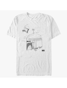 Pánské tričko Merch Star Wars Book of Boba Fett - Boba Helmet Greyscale Unisex T-Shirt White