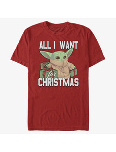 Pánské tričko Merch Star Wars: The Mandalorian - Christmas Baby V2 Unisex T-Shirt Red