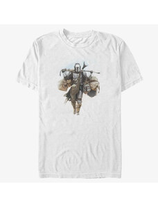 Pánské tričko Merch Star Wars: The Mandalorian - Walking Mando Unisex T-Shirt White