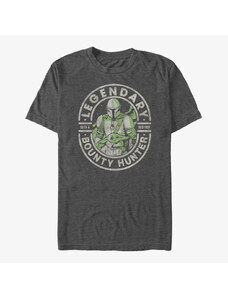 Pánské tričko Merch Star Wars: The Mandalorian - Legendary Stamp Unisex T-Shirt Dark Heather Grey